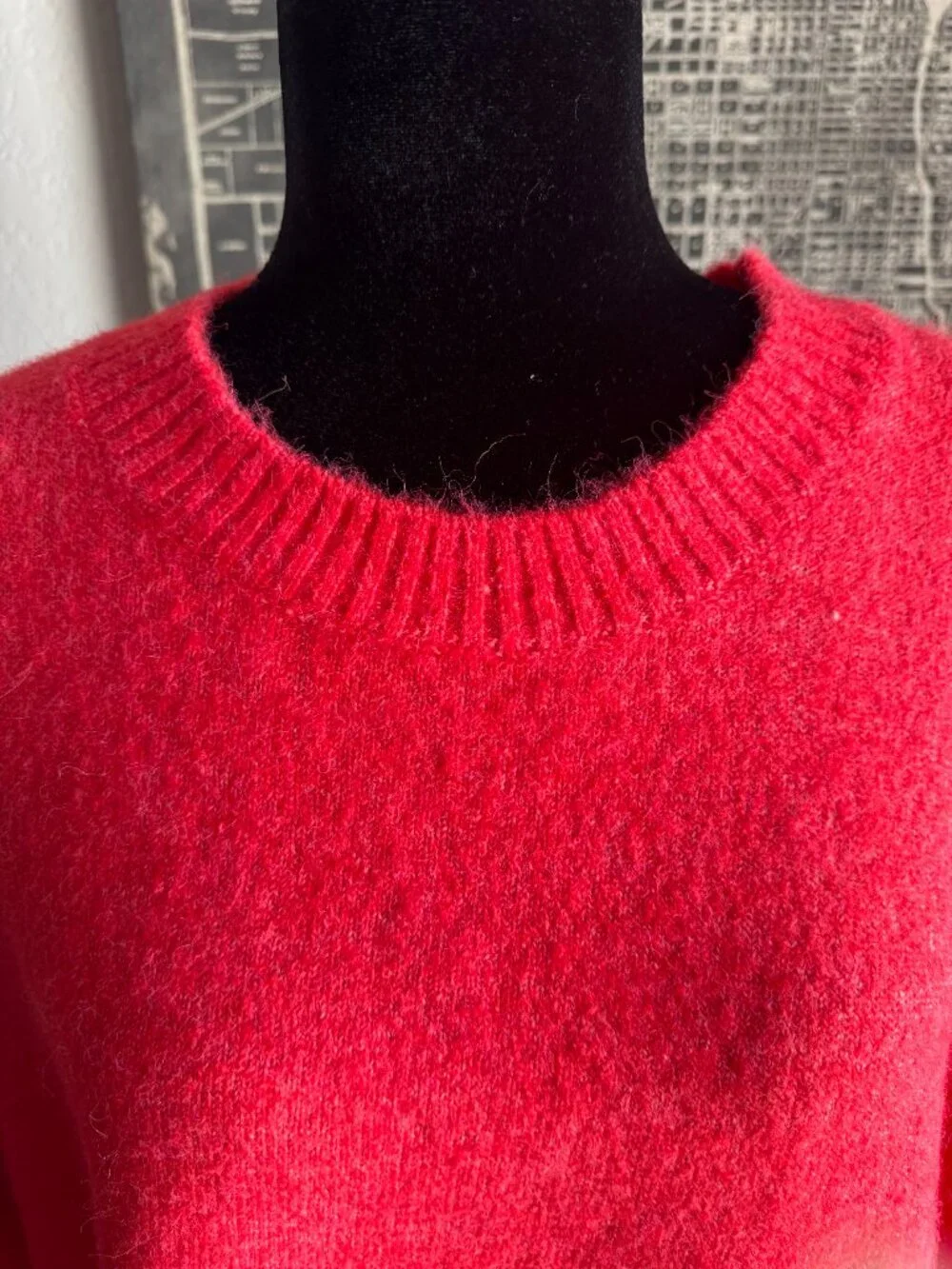Size S - Free People Bright Orange-y Red Oversized Crew Neck Sweater w/Elbow Len